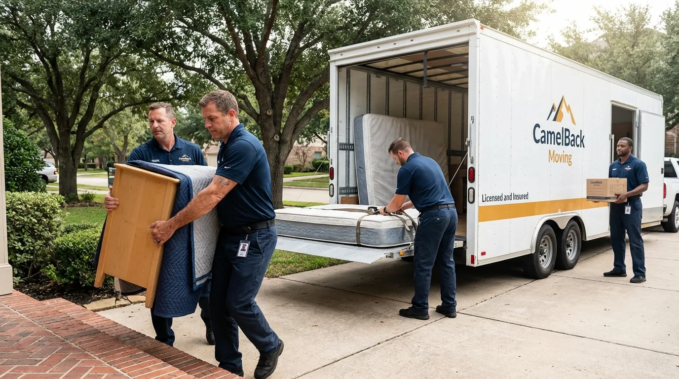 Crew loading residential truck for cross-state move from Greensburg, KS