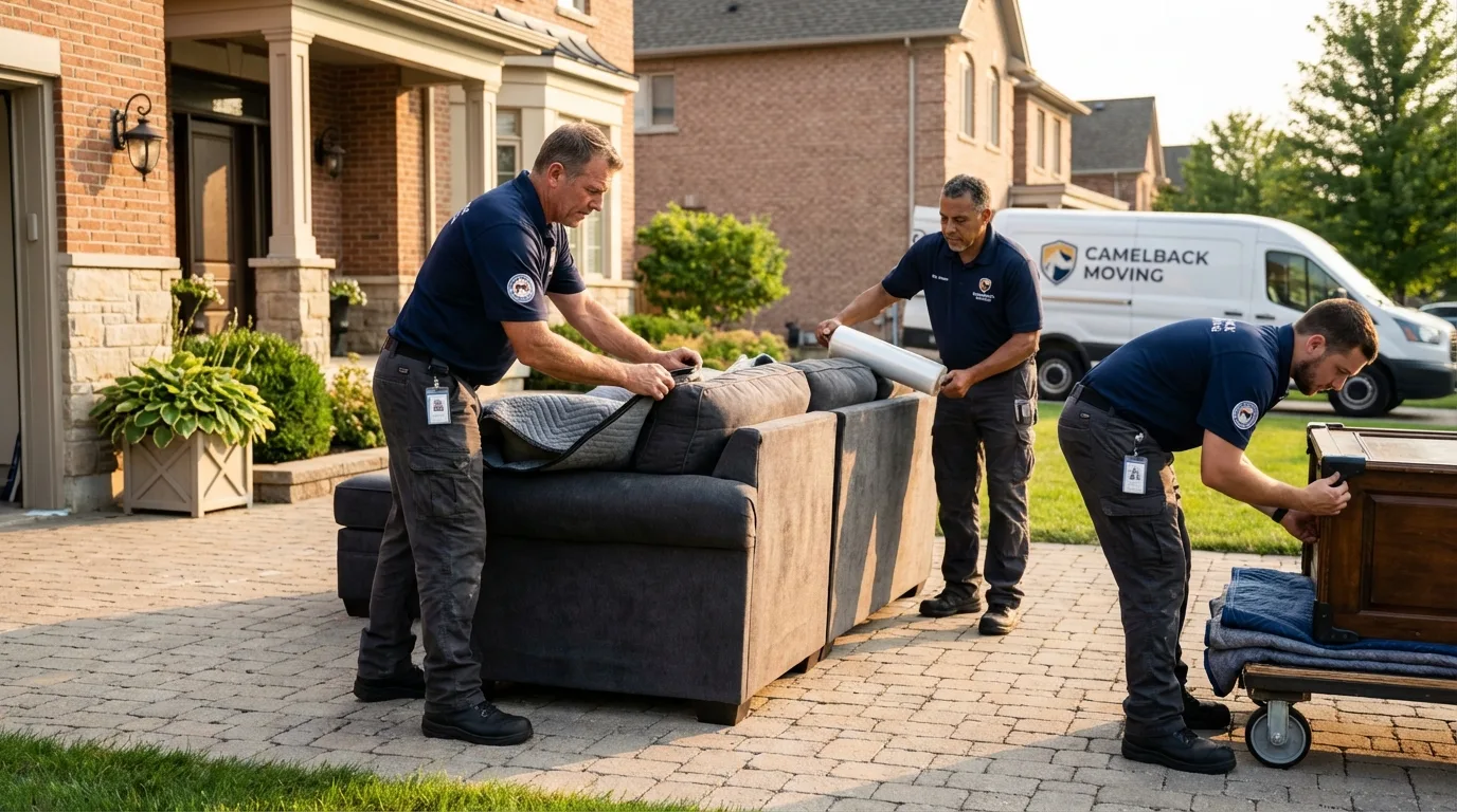 Large estate moving crew wrapping furniture in Greensburg, KS