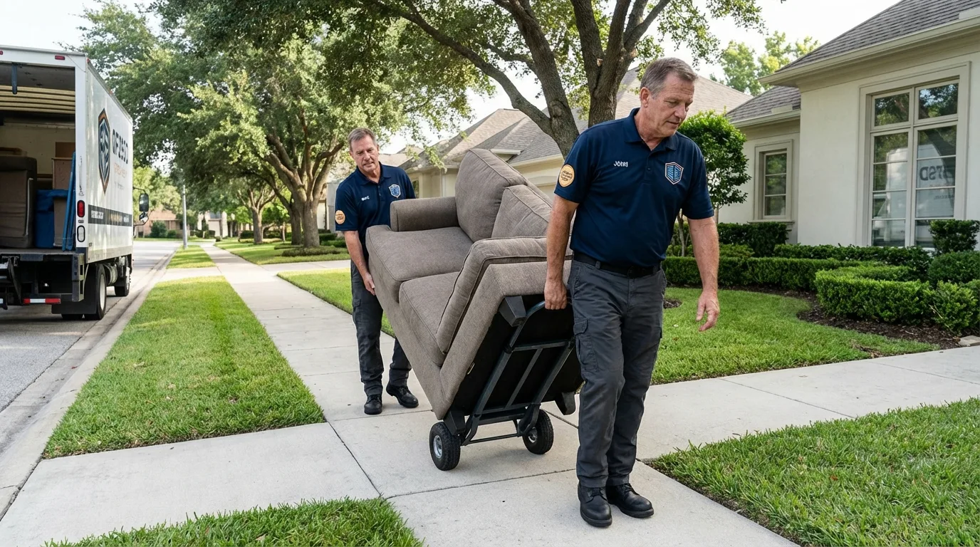 Local residential moving crew loading furniture in Greensburg, KS